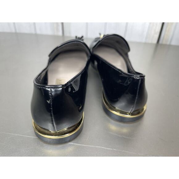Zara Basic Black patent Leather Slip On Shoes Flats Loafer Tasseled Size 36 - Picture 5 of 6